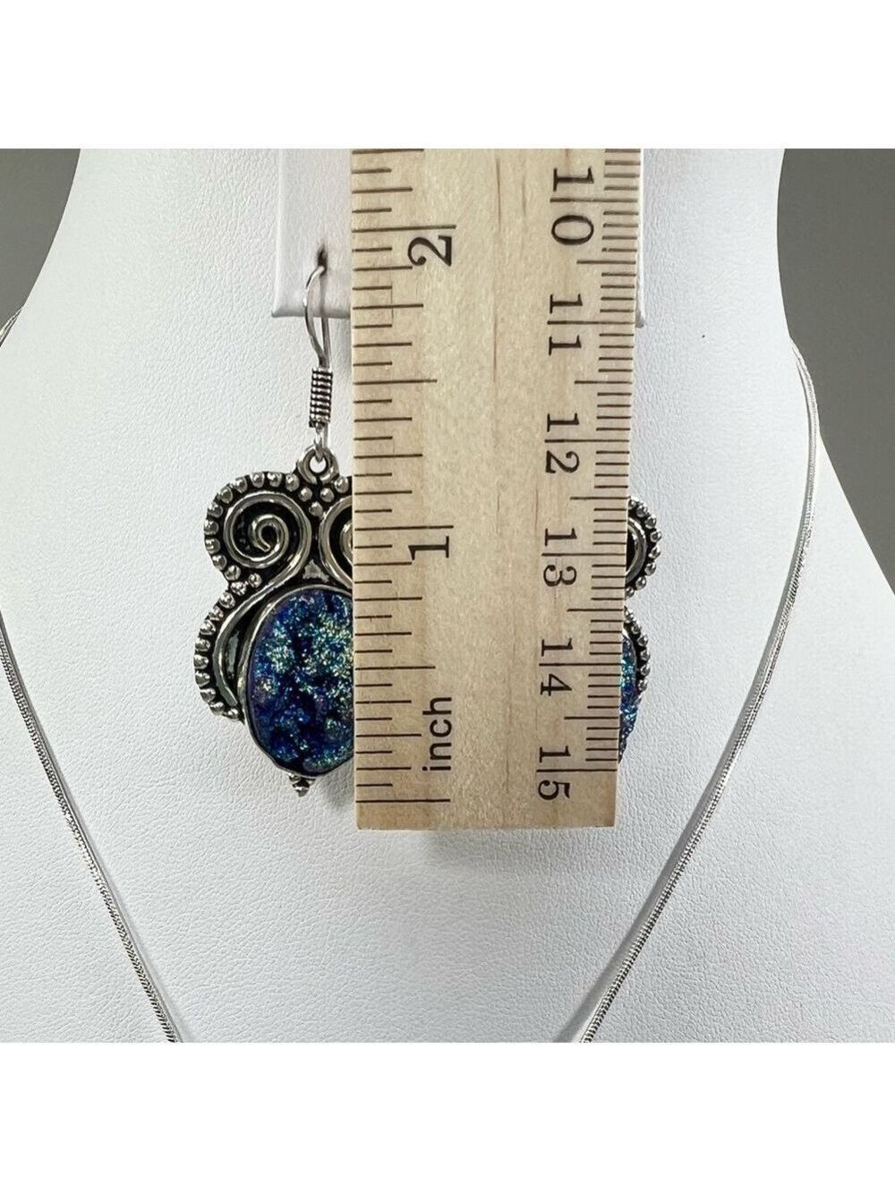 Titanium Druzy 925 Pendant & Earrings Set - Picture 12 of 15